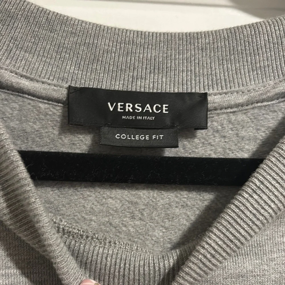 Versace Gray Crewneck Sweater with Greek Key Pattern - Picture 3 of 8